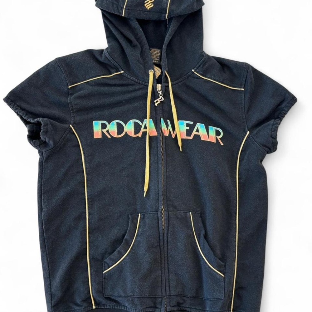 Rocawear Vintage Y2K Short Sleeved Black Hoodie